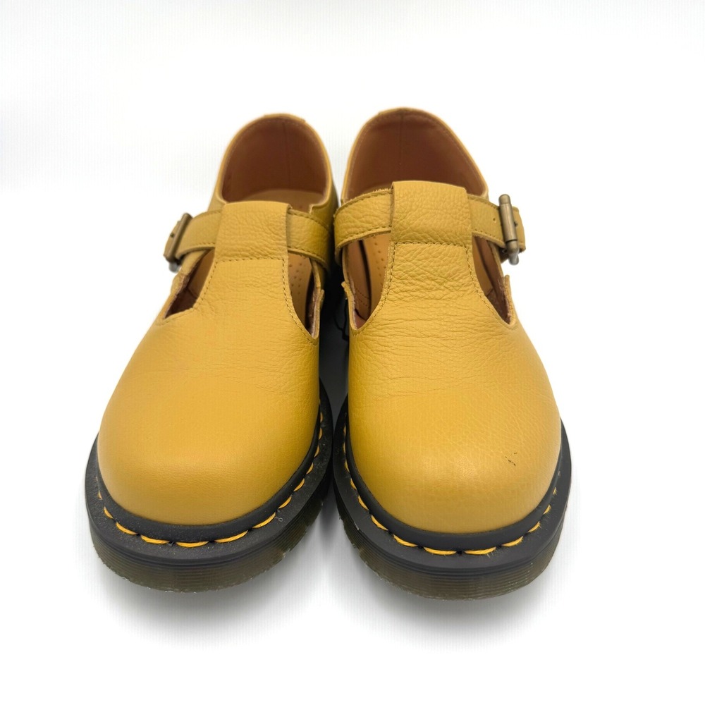 Dr. Martens Polley Mary Jane Mustard Yellow Virginia Leather Shoes Womens 8 - Picture 3 of 6